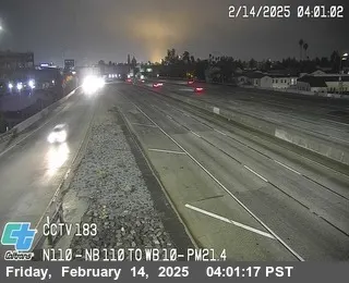 Live view of I-110 : (183) NB 110 to WB 10 I-110 : (183) NB 110 to WB 10, California live camera view on VolveVision