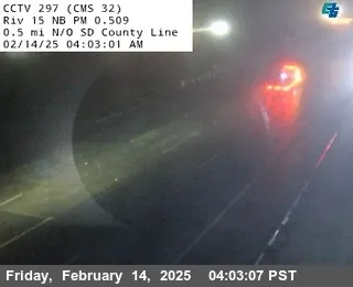 Live view of I-15 : (297) 0.5 mi N/O SD County Line I-15 : (297) 0.5 mi N/O SD County Line, California live camera view on VolveVision