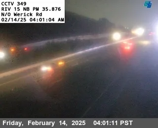Live view of I-15 : (349) North of Werick Road I-15 : (349) North of Werick Road, California live camera view on VolveVision
