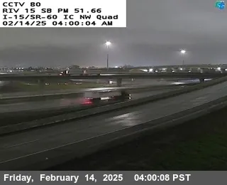 Live view of I-15 : (80) SR-60 NW Quad I-15 : (80) SR-60 NW Quad, California live camera view on VolveVision