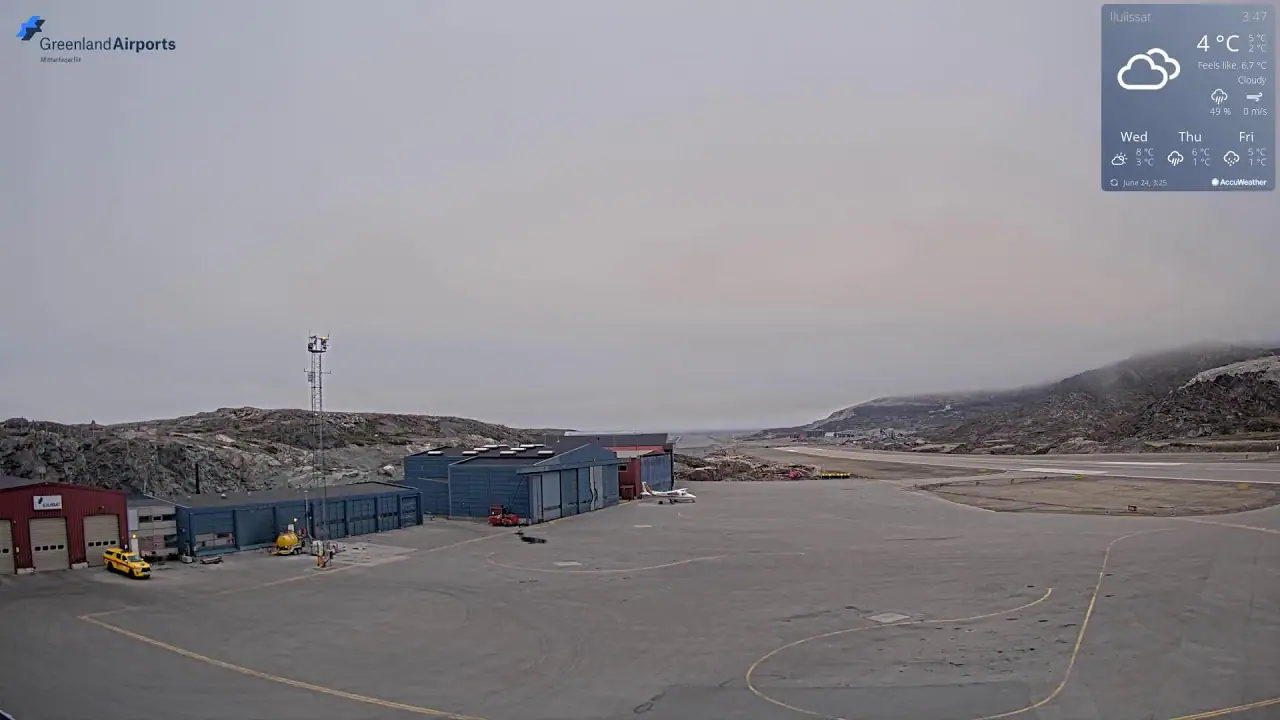 Vista en vivo de Aeropuerto Norte de Ilulissat, Groenlandia, Dinamarca en VolveVision