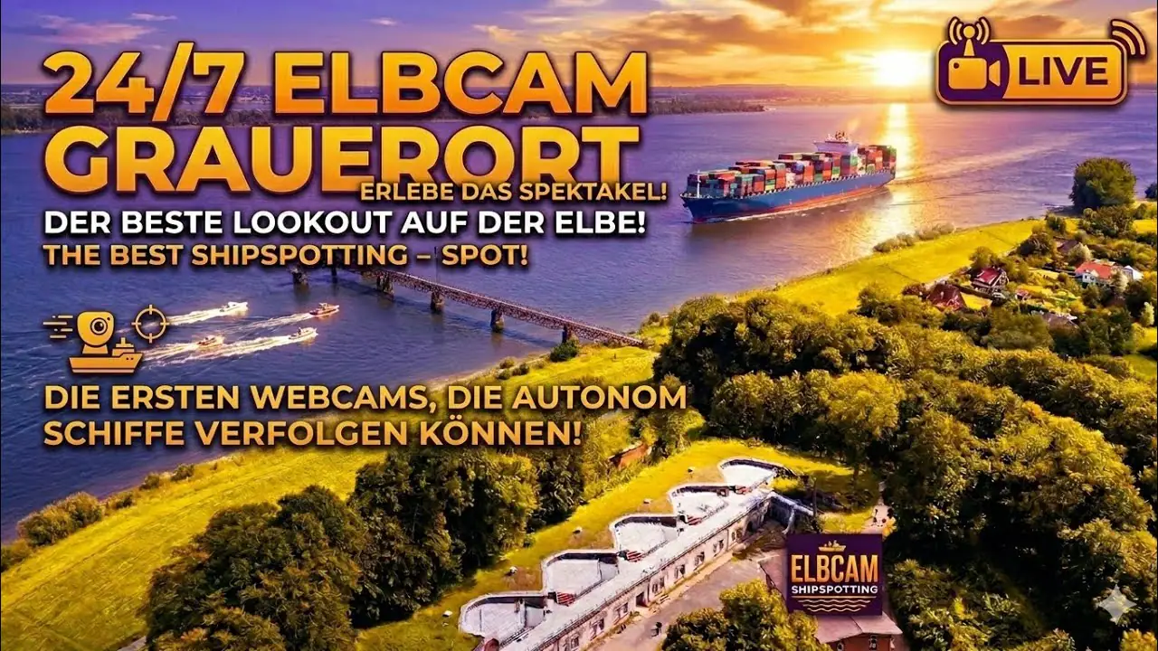 Vista en vivo de Fuerte Grauerort de Elbcam, Stade en VolveVision