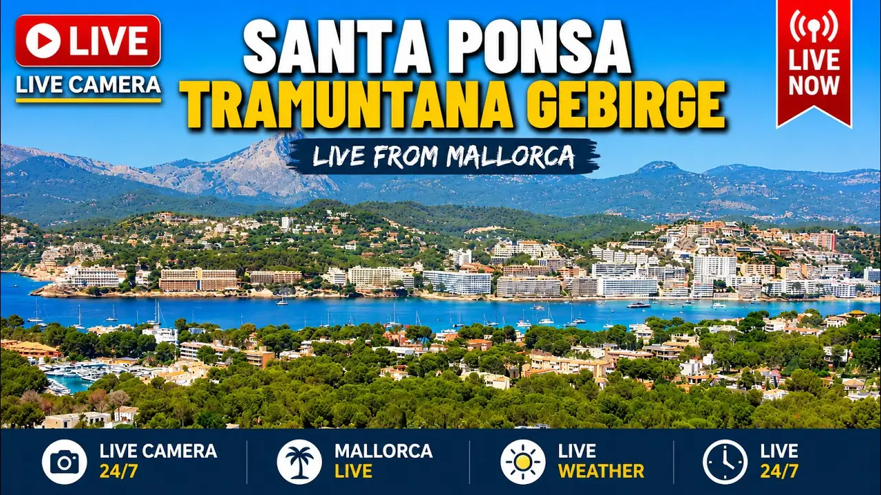 Vista en vivo de Cámara en Vivo de la bahía de Santa Ponsa, Mallorca, Calvià en VolveVision