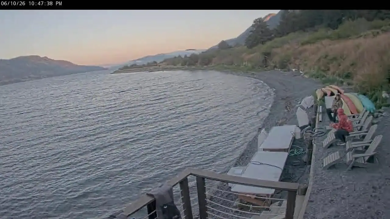 Live Raspberry Island Remote Lodge Beach Webcam in Kodiak, Alaska, USA