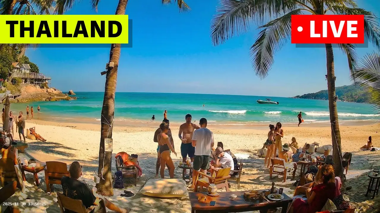 Live Haad Rin beach webcam from House of Sanskara, Thailand