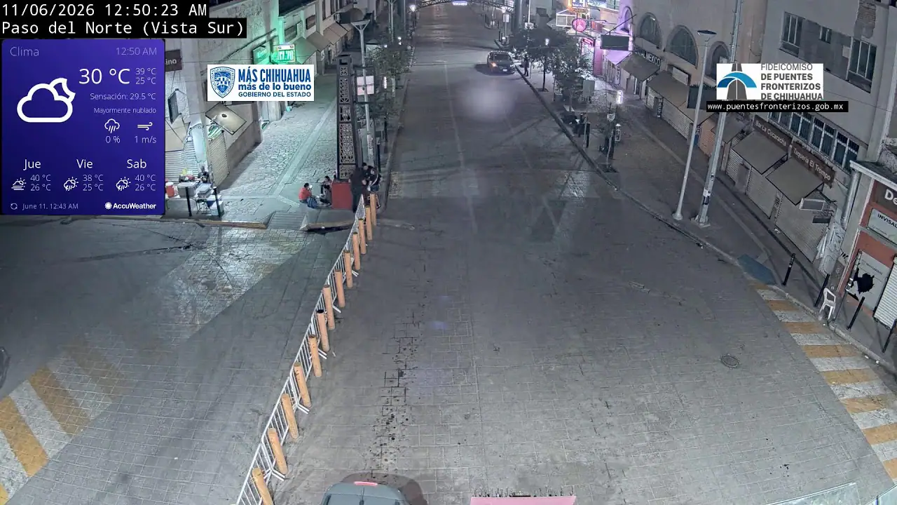 Webcam de vista sur del puente Paso del Norte, México