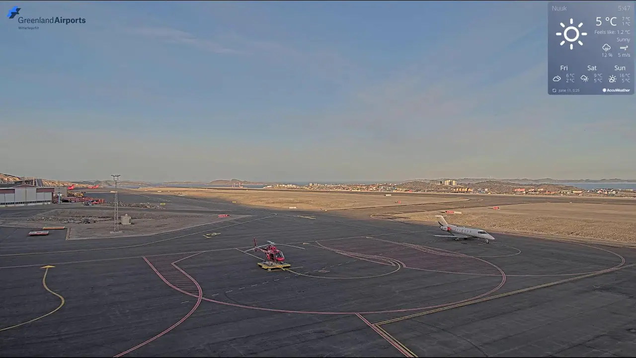 Vista en directo de Webcam en directo Aeropuerto de Nuuk, vista sur, Groenlandia Vista en vivo de Webcam en directo Aeropuerto de Nuuk, vista sur, Groenlandia en VolveVision
