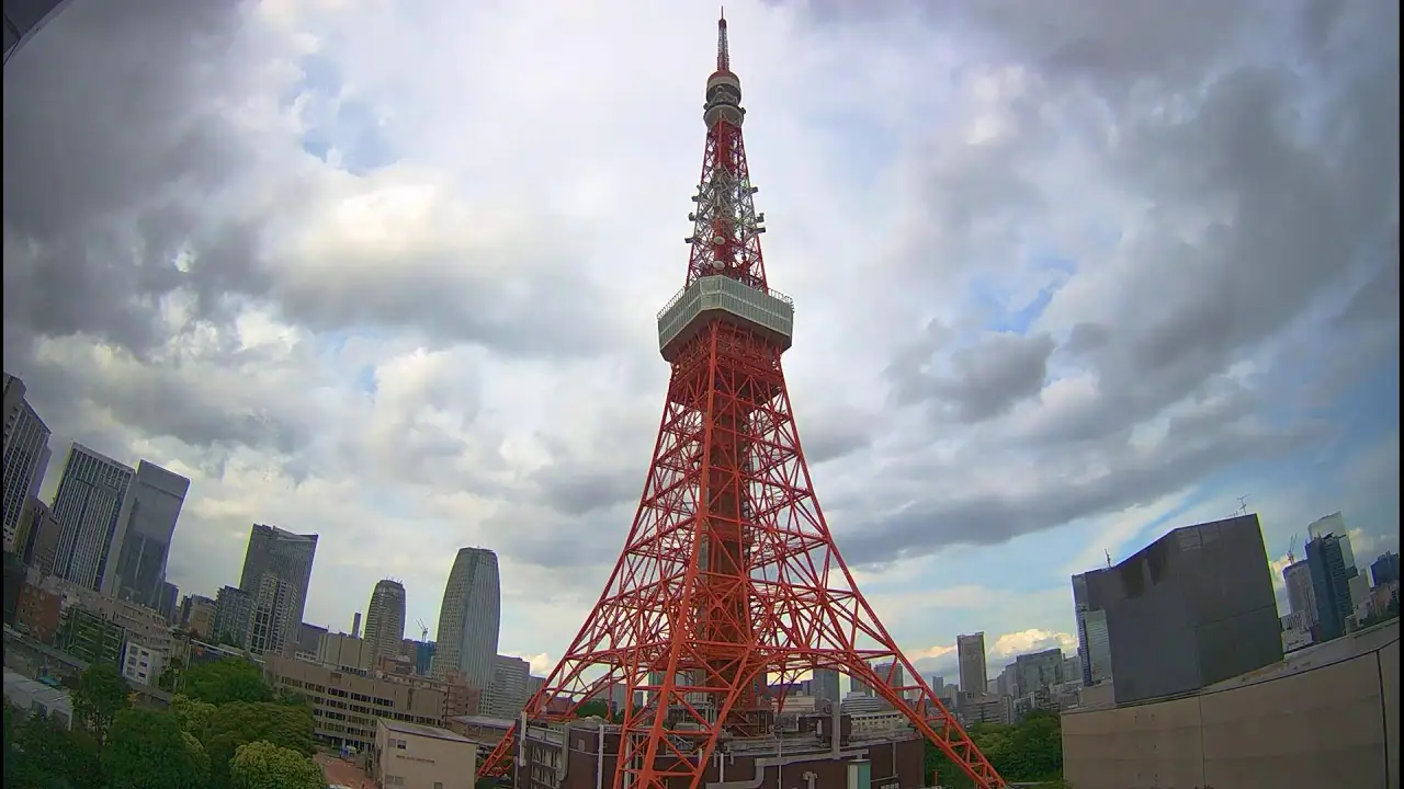 Vista en directo por webcam de la Tokyo Tower en el centro de Tokio, Japón