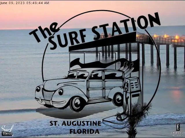 Онлайн-камера Веб-камера Surf Station Pier, пляж Сент-Огастин, Флорида, США на VolveVision
